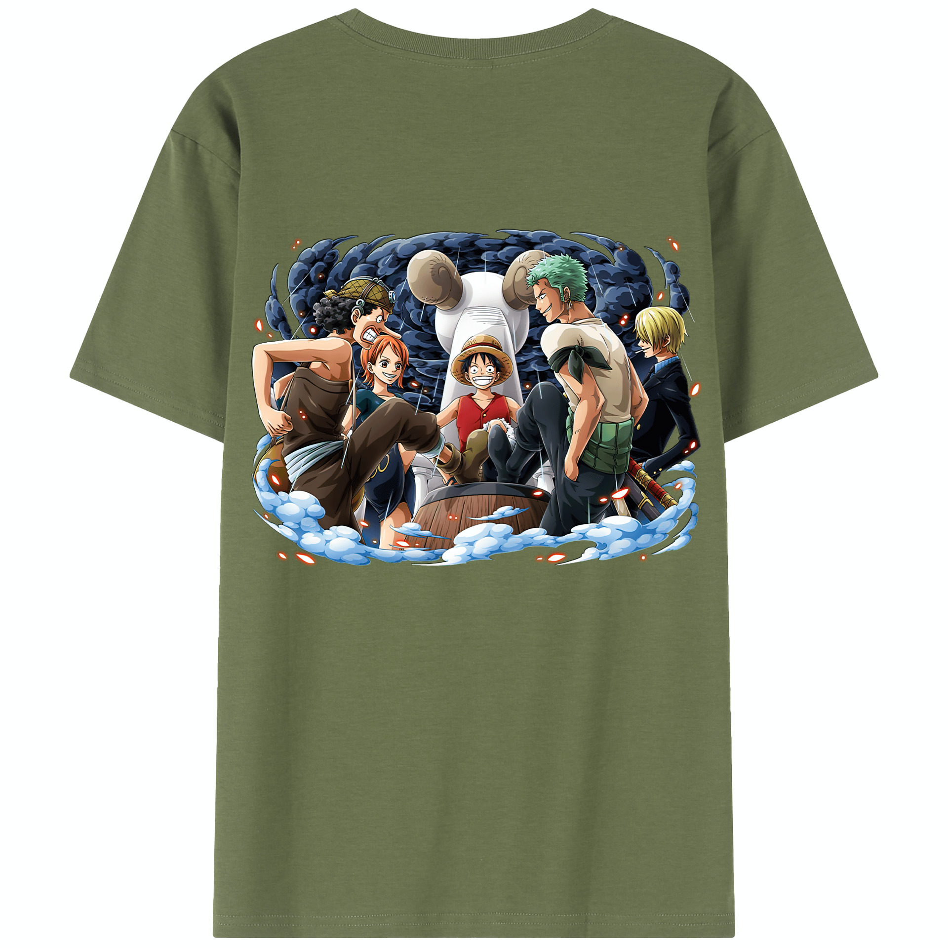ワンピース モンキー・D・ルフィ ONE PIECE Monkey D. Luffy 綿100％半袖Tシャツ（背面プリント）